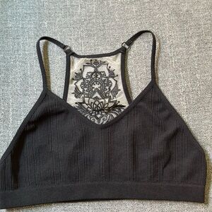 Black Lace Detail Bralette- XS